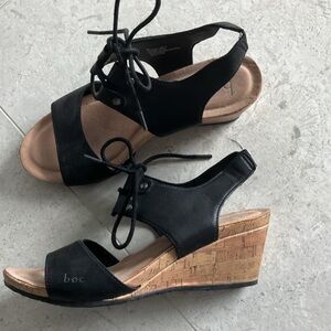BOC sandals. Cork heel. Black